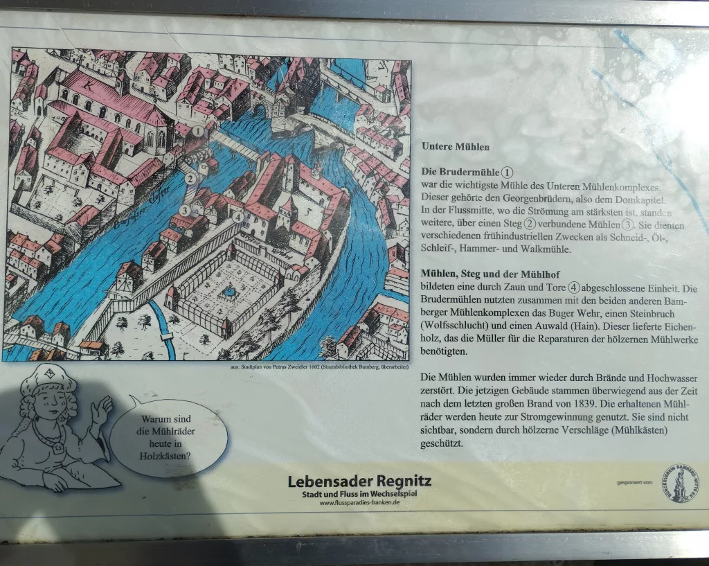 Infotafel Untere Mühlbrücke - Bamberg