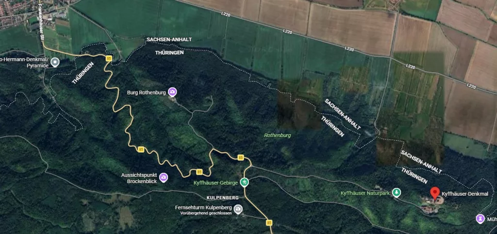 Google Maps - Kartenausschnitt Kyffhäuser-Denkmal